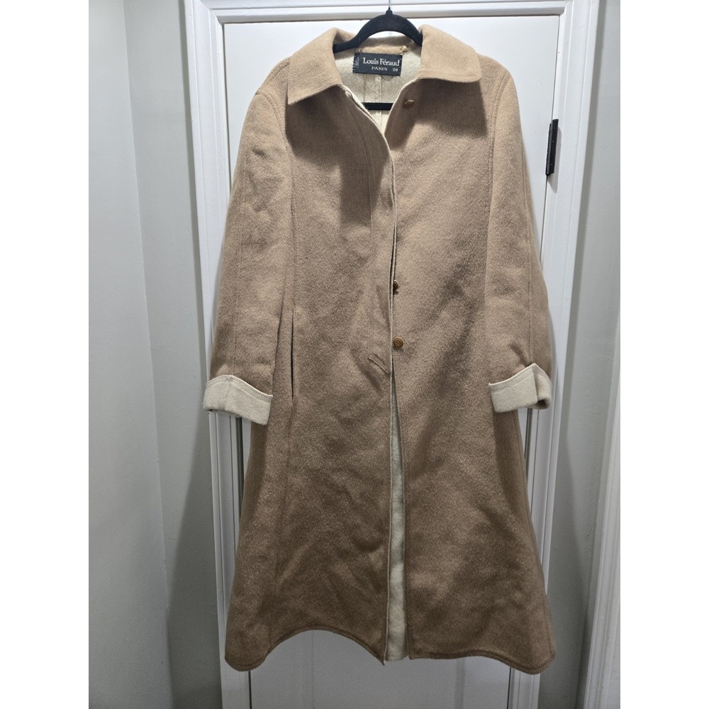 Vintage Louis Feraud Paris Wool Mohair Trench Coat Brown Made In Germany Size 38